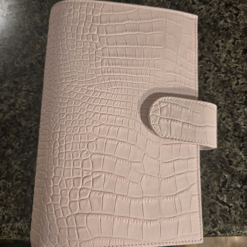 NWT Gillio Firenze Matte Blush Pink Croco Compagna Personal Size Planner Agenda